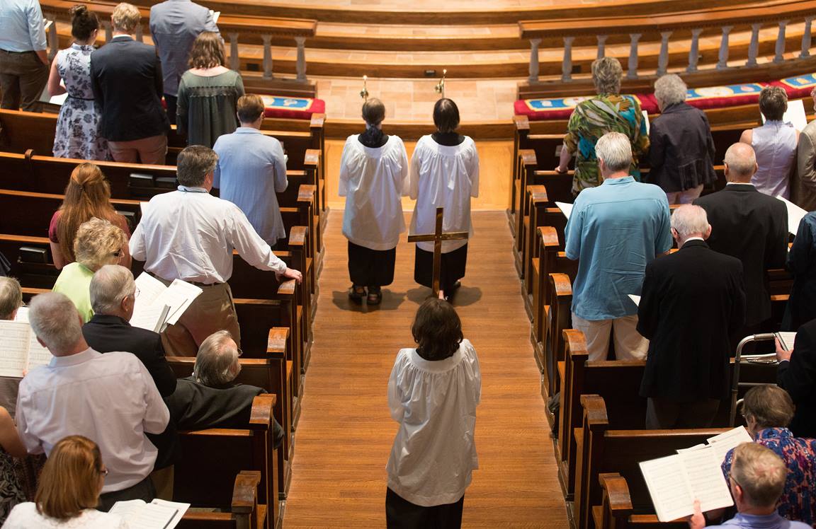 Children and youth often serve as acolytes in The United Methodist Church. They may carry in the light of Christ, the processional cross, banners or Bible.